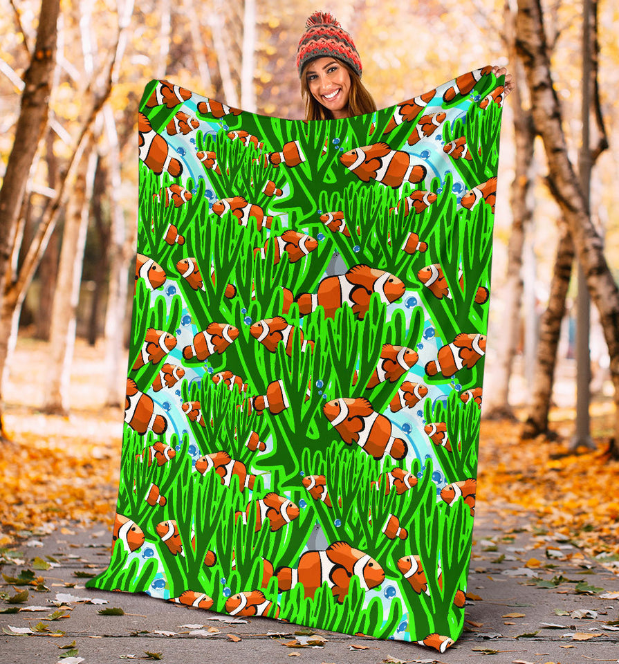 Clown Fish Pattern Print Design 01 Premium Blanket