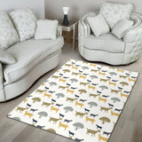 Silhouettes Of Goat And Tree Pattern Area Rug