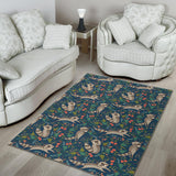 Raccoon Tropical Leaves Pattern Area Rug