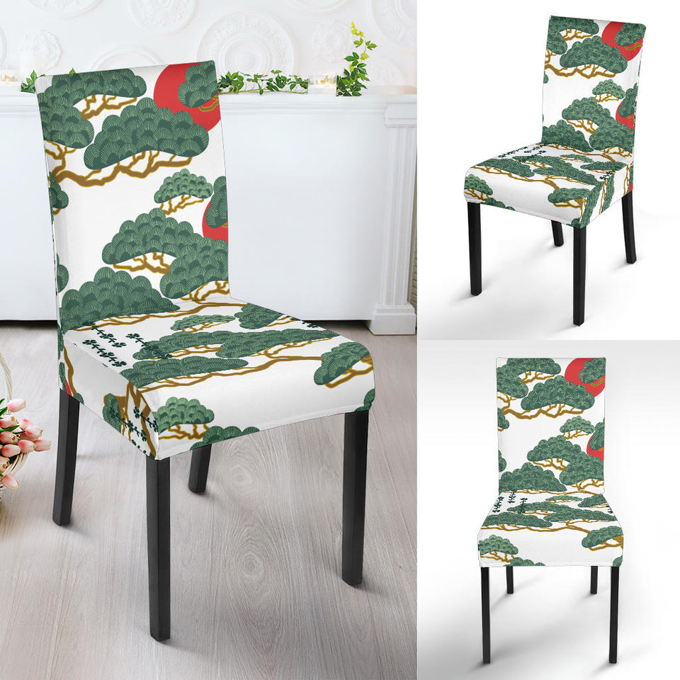 Bonsai Red Sun Japanese Pattern Dining Chair Slipcover
