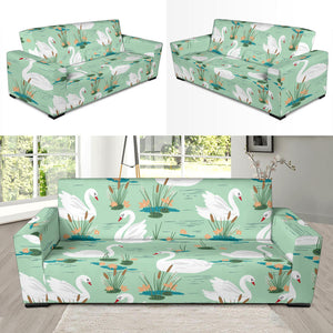 White Swan Lake Pattern Sofa Slipcover