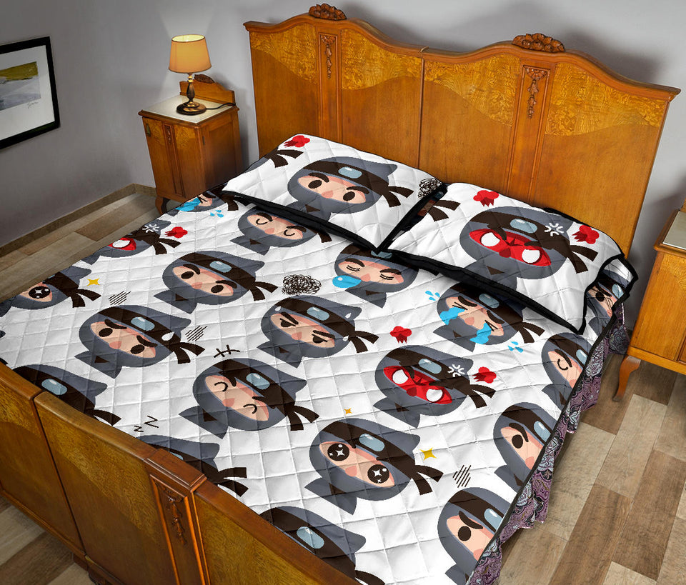Cute ninja design pattern Quilt Bed Set