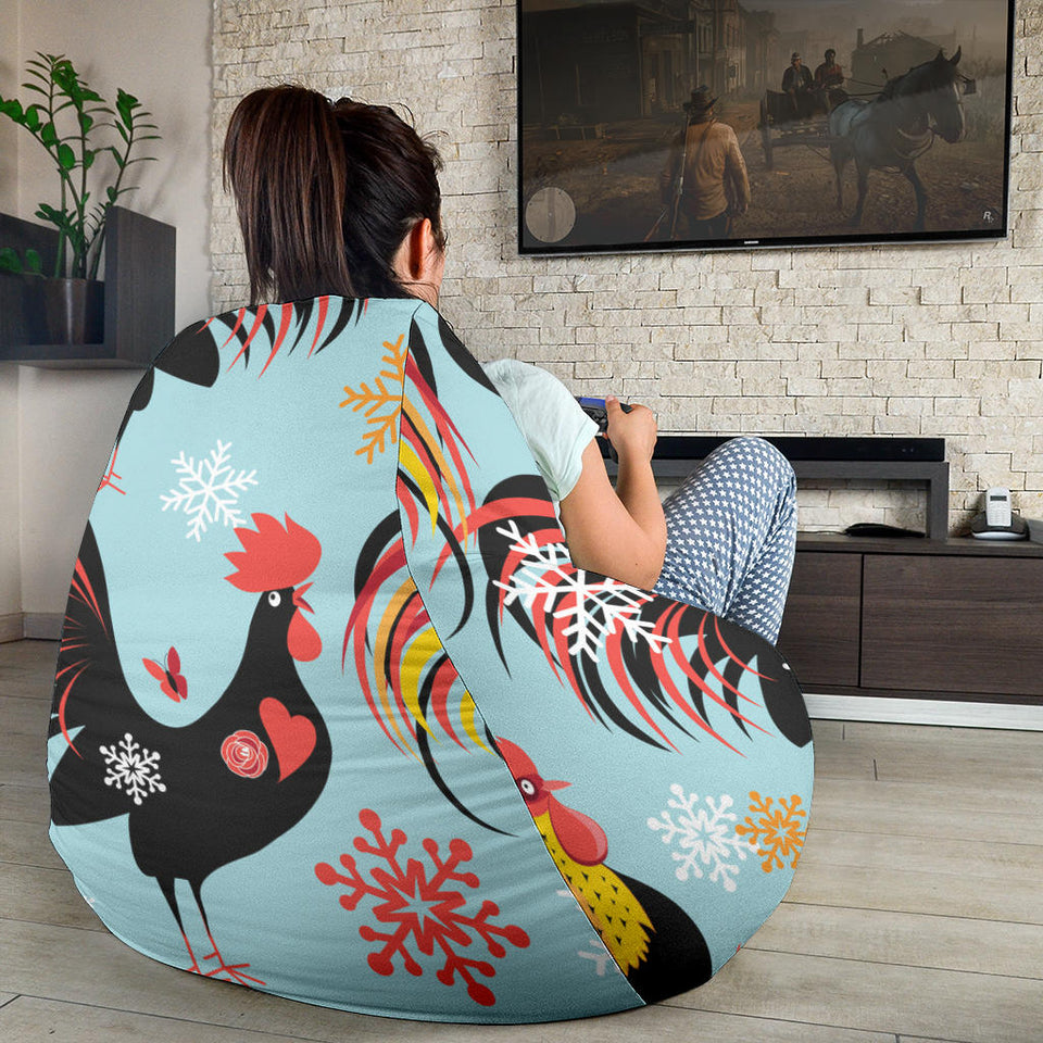 Rooster Chicken Cock Snowfalke Bean Bag Cover