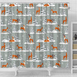 Beautiful Deers Winter Christmas Shower Curtain Fulfilled In US