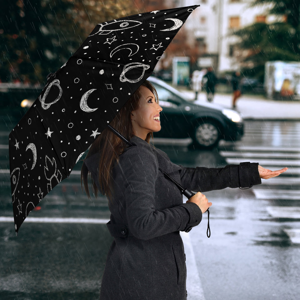 Hand Drawn Space Rocket Star Planet Umbrella