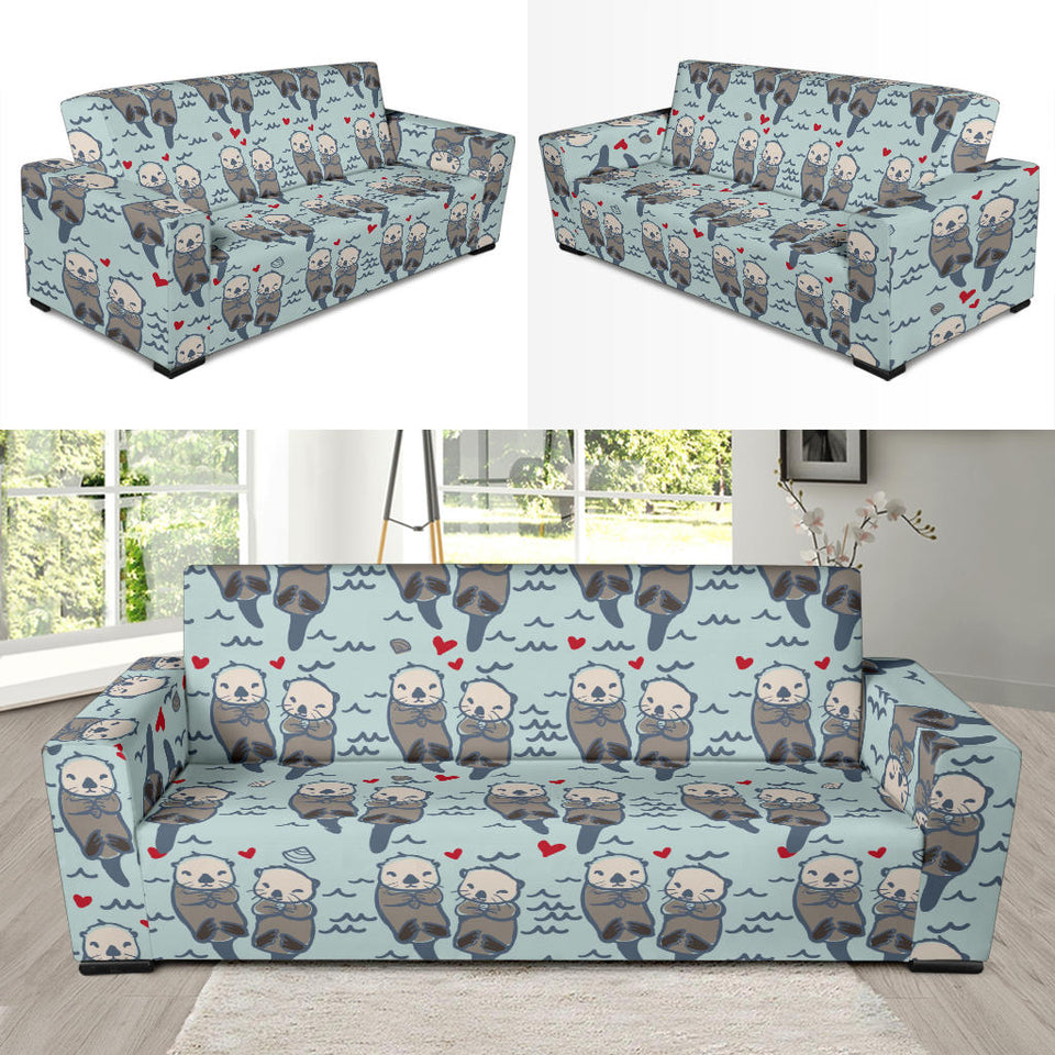 Lovely Sea Otter Pattern Sofa Slipcover