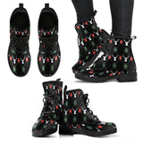 Deer Christmas New Year Pattern Argyle Leather Boots