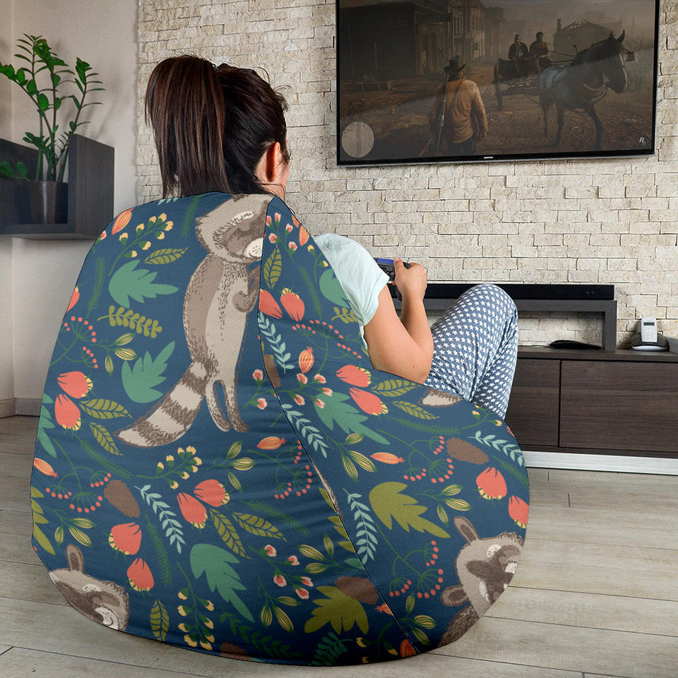 Raccoon Tropical Leaves Pattern Bean Bag Cover