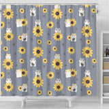 Cute Hamster Sunflower Pattern Background Shower Curtain Fulfilled In US