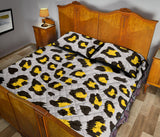 Gray Leopard print pattern Quilt Bed Set