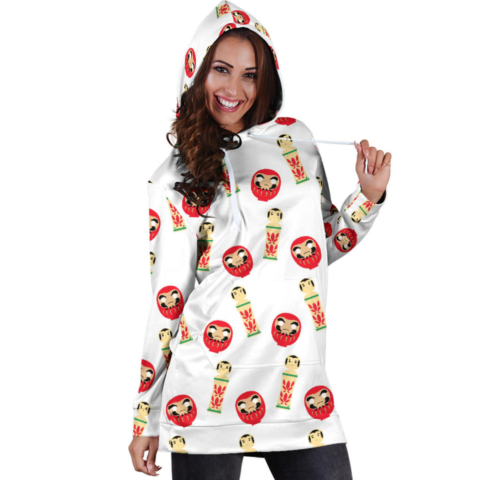 Daruma Japanese Wooden Doll Women'S Hoodie Dress
