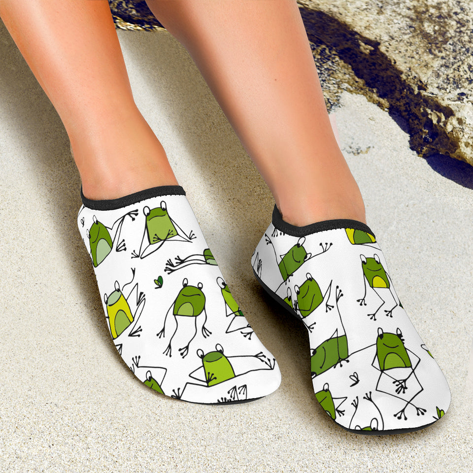 Sketch Funny Frog Pattern Aqua Shoes