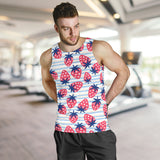 Strawberry pattern blue lines background Men Tank Top