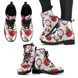 Dragon Fruits White Background Leather Boots