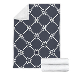 Nautical Steering Wheel Rope Pattern Premium Blanket