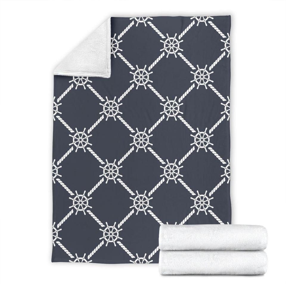 Nautical Steering Wheel Rope Pattern Premium Blanket