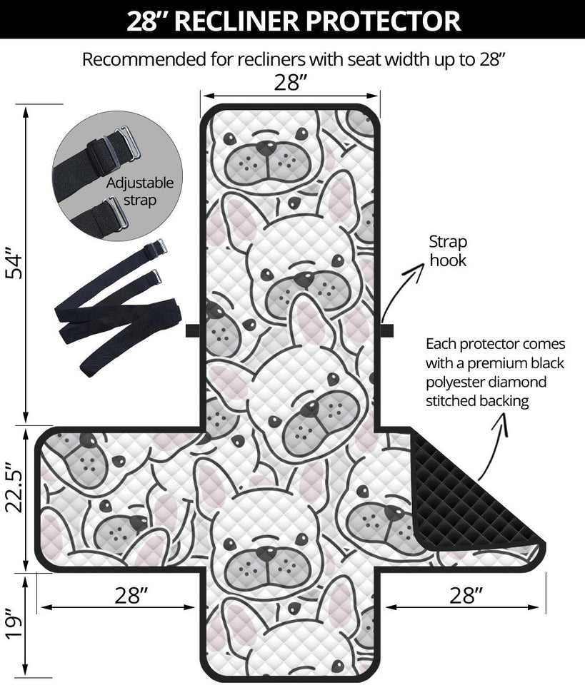 Cute french bulldog head pattern Recliner Cover Protector