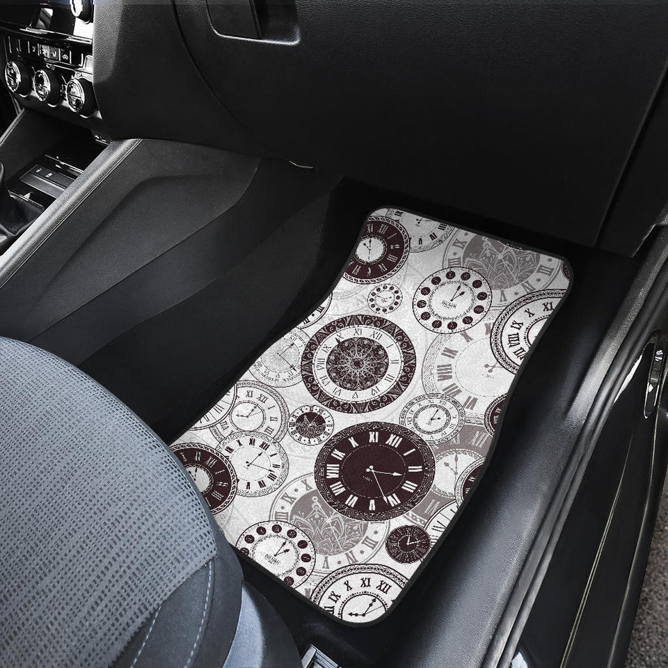 Classic Vintage Clock Pattern Front And Back Car Mats