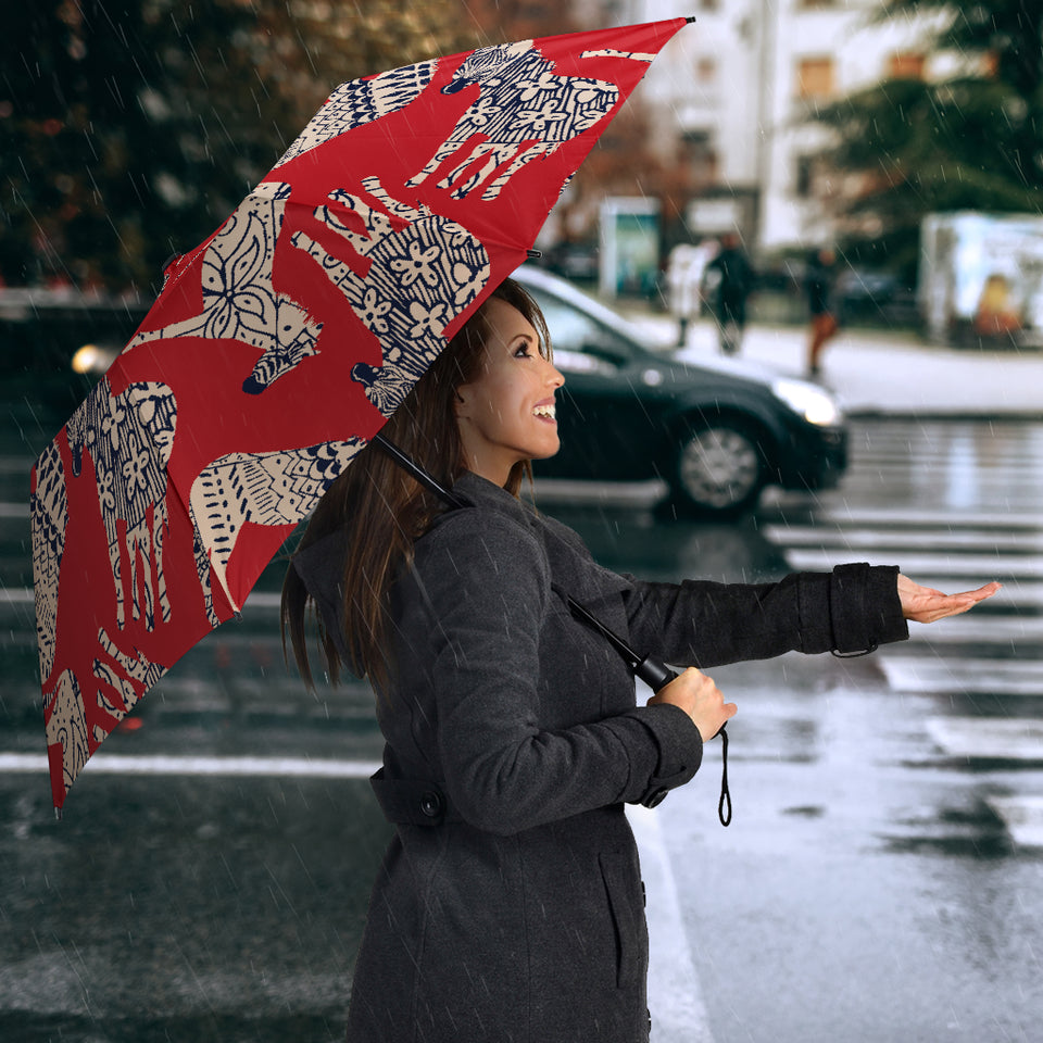 Zebra Abstract Red Background Umbrella