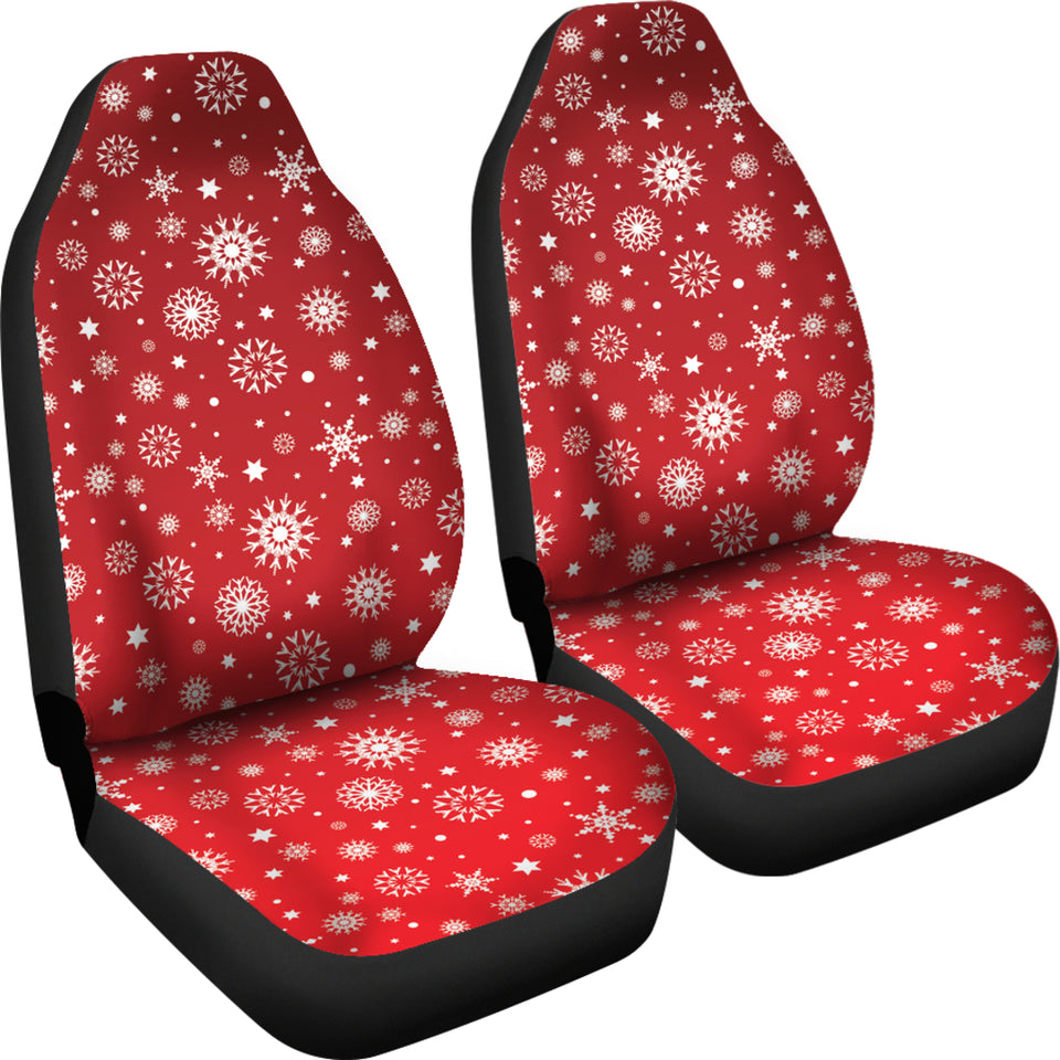 Snowflake Pattern Red Background  Universal Fit Car Seat Covers