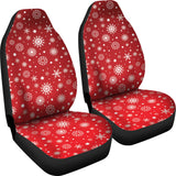 Snowflake Pattern Red Background  Universal Fit Car Seat Covers