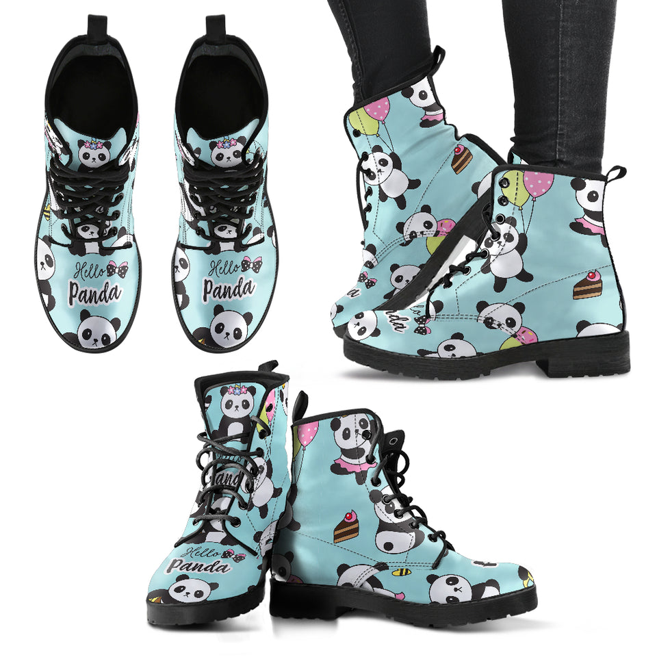 Cute Baby Panda Pattern Leather Boots