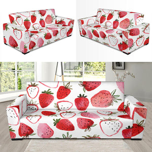 Watercolor Hand Drawn Beautiful Strawberry Pattern Sofa Slipcover