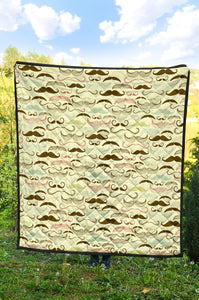 Mustache Beard Pattern Print Design 01 Premium Quilt