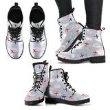 Airplane Cloud Grey Background Leather Boots