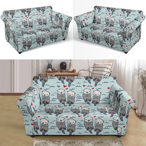 Lovely Sea Otter Pattern Loveseat Couch Slipcover