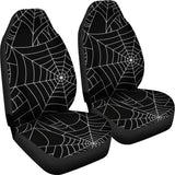 Spider Web Pattern Black Background White Cobweb Universal Fit Car Seat Covers