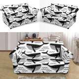 Black Whale Pattern Loveseat Couch Slipcover