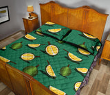 Durian pattern green background Quilt Bed Set