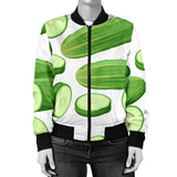 Cucumber Whole Slices Pattern Women'S Bomber Jacket
