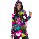 Heart Dot Wave Star Creative Design Pattern Women'S Hoodie Dress