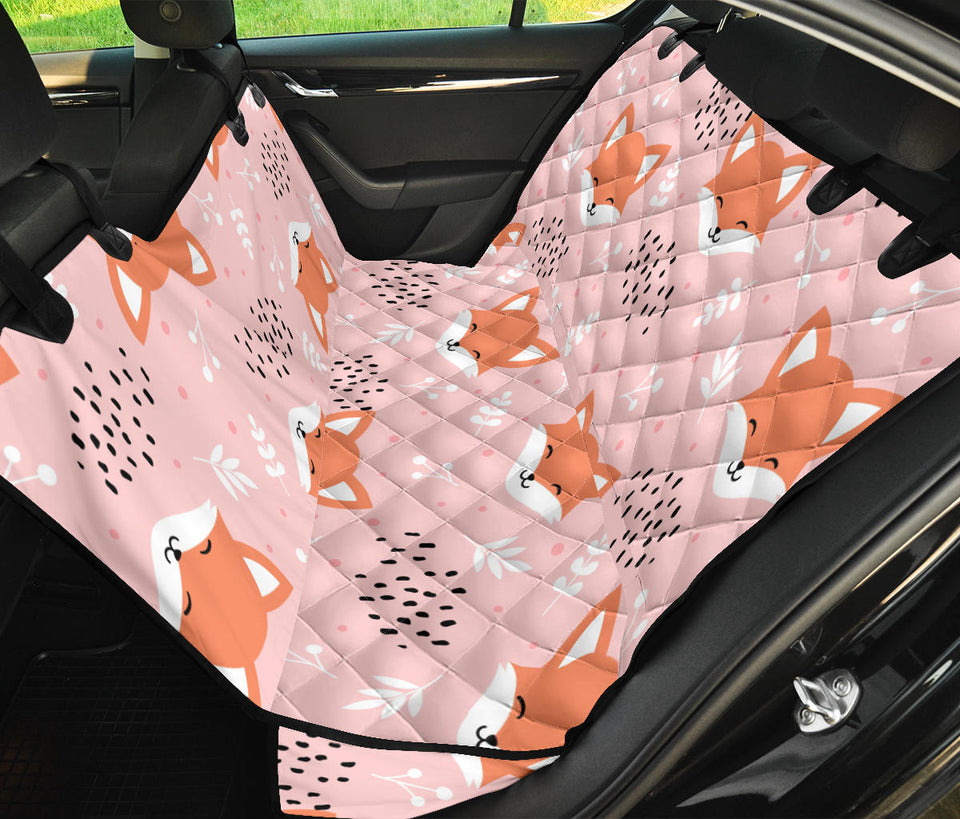 Cute Fox Pattern Pink Background Dog Car Seat Covers