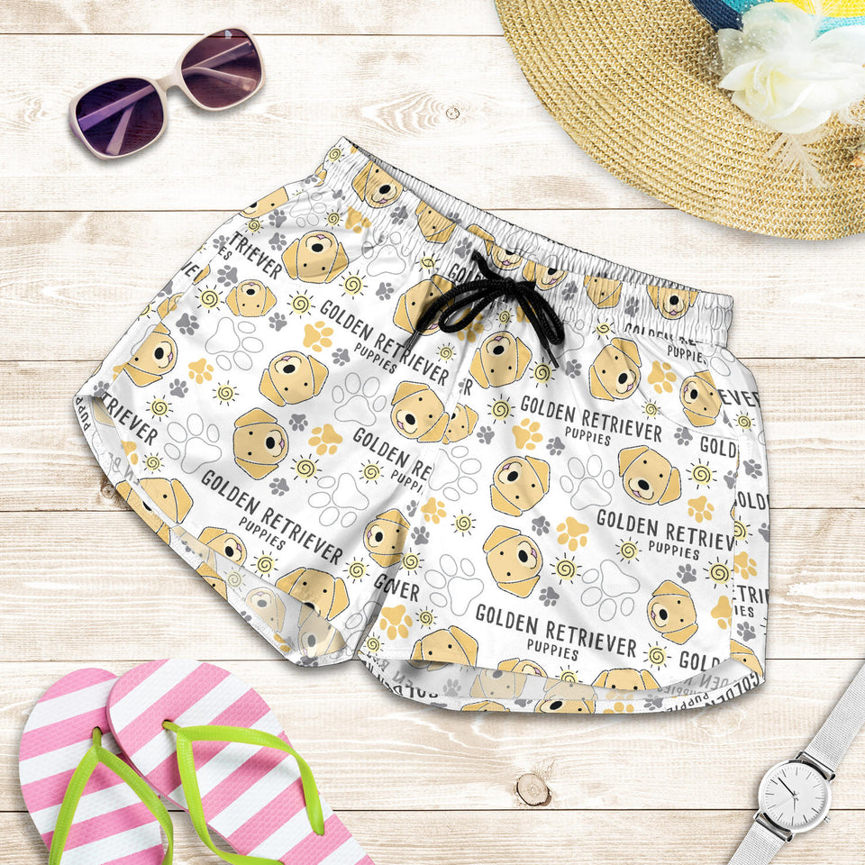 Golden Retriever Pattern Print Design 04 Women Shorts
