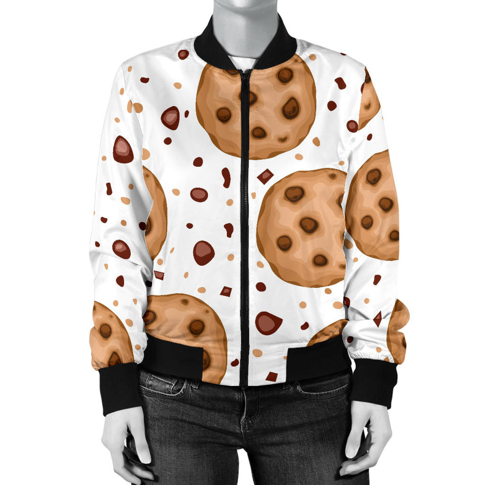 Chocolate Chip Cookie Pattern Women'S Bomber Jacket