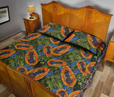 Colorful papaya tropical leaves Quilt Bed Set