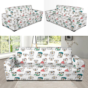 English Bulldog Pattern Print Design 03 Sofa Slipcover