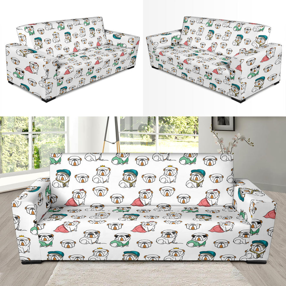 English Bulldog Pattern Print Design 03 Sofa Slipcover