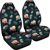 Cute Sloths Sleeping Christmas Ball Santa Hat Pattern  Universal Fit Car Seat Covers