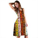Egypt Hieroglyphics Pattern Print Design 01 Sleeveless Midi Dress