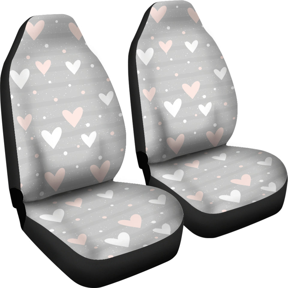 Heart Pattern Gray Background Universal Fit Car Seat Covers