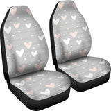 Heart Pattern Gray Background Universal Fit Car Seat Covers