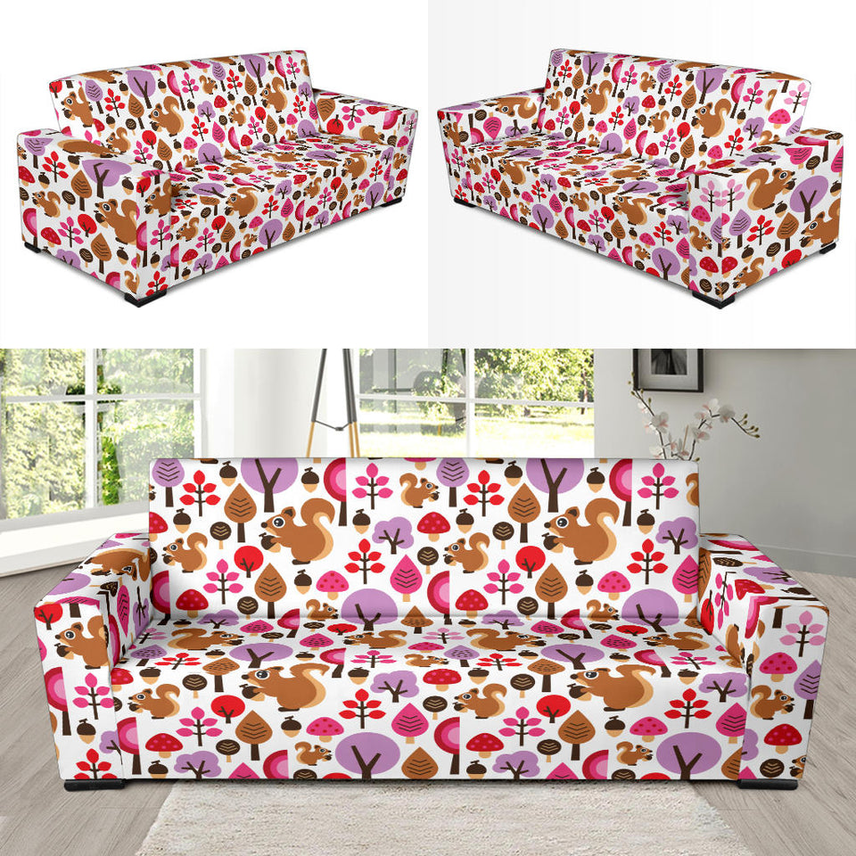 Squirrel Pattern Print Design 02  Sofa Slipcover