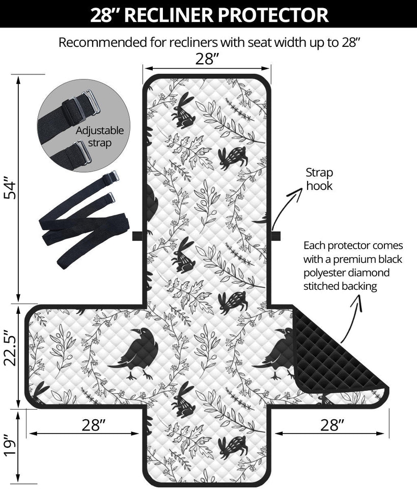 Crows floral wreath rabbit pattern Recliner Cover Protector