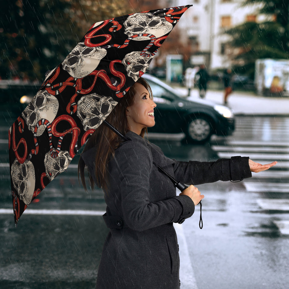 Red Snake Skull Pattern Umbrella