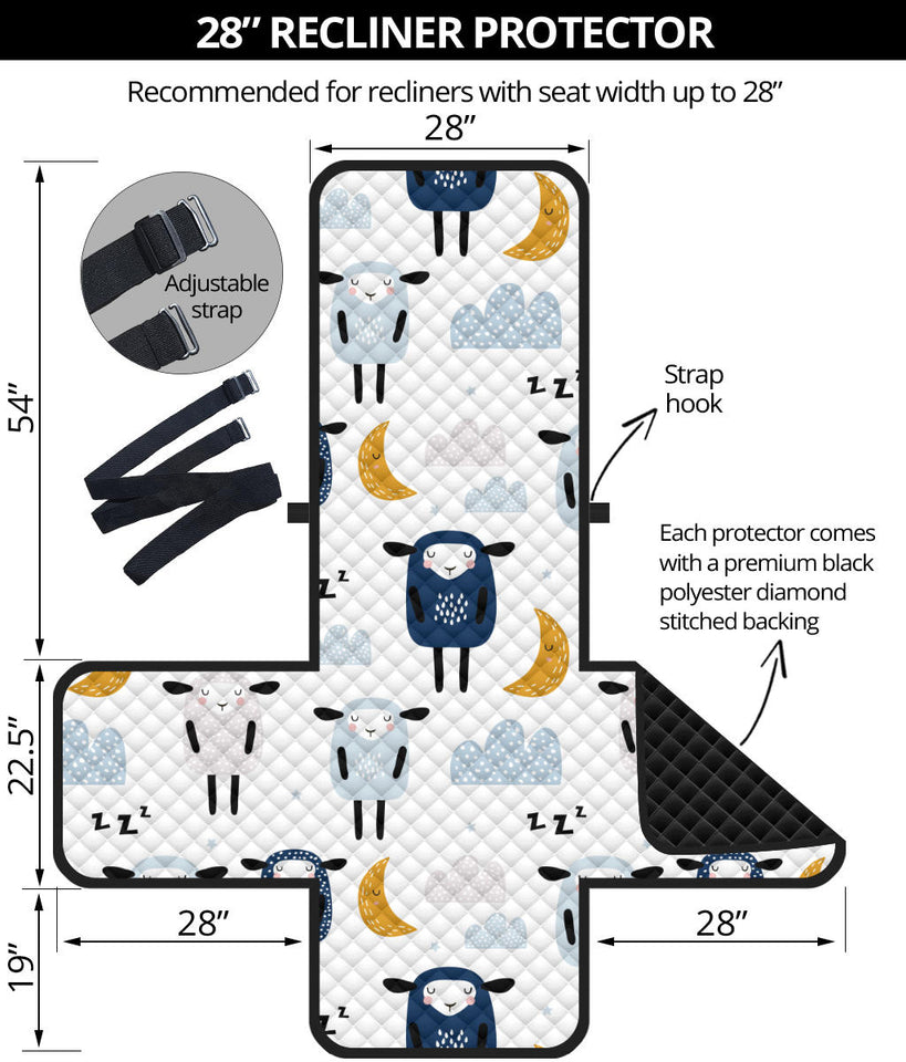 Cute sleeping sheep moon cloud pattern Recliner Cover Protector
