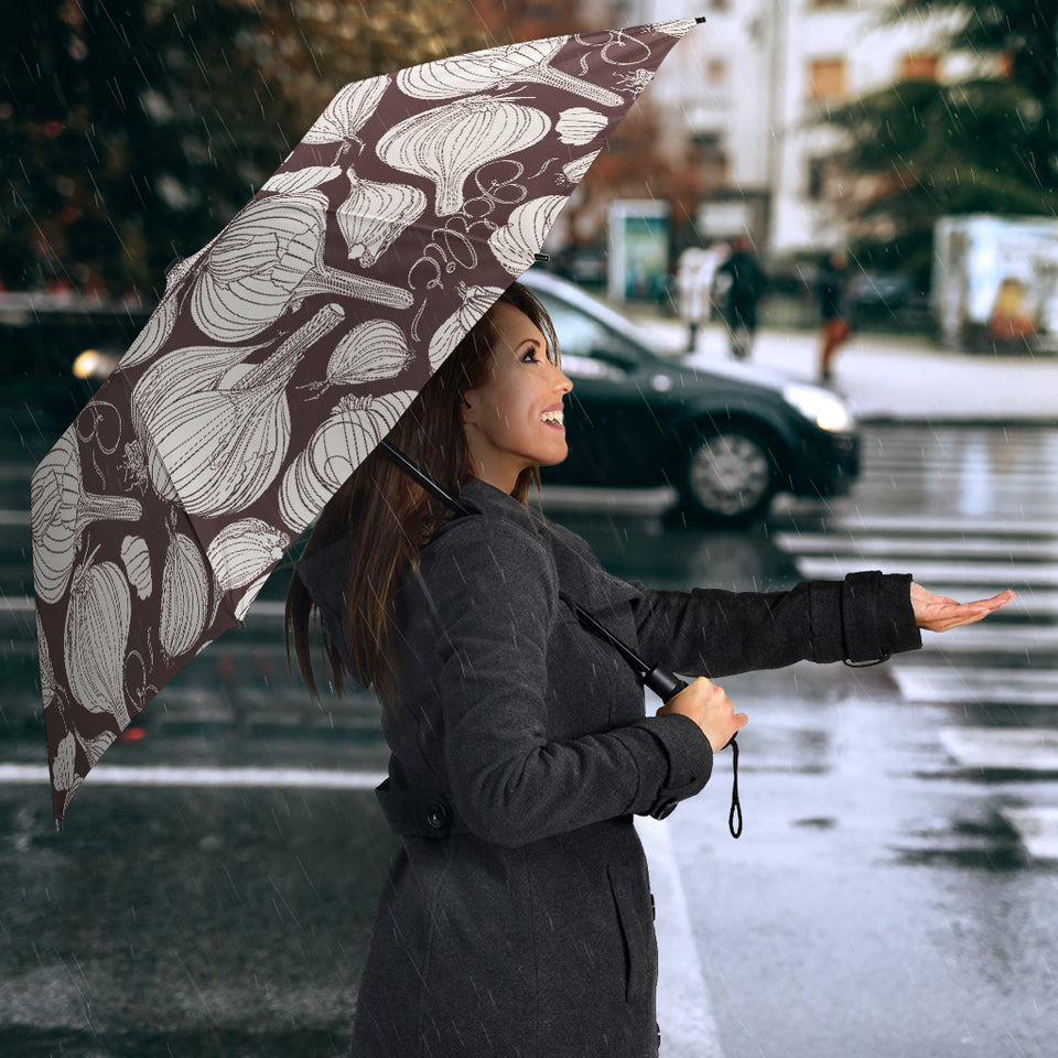 Garlic Bulb Dark Background Umbrella